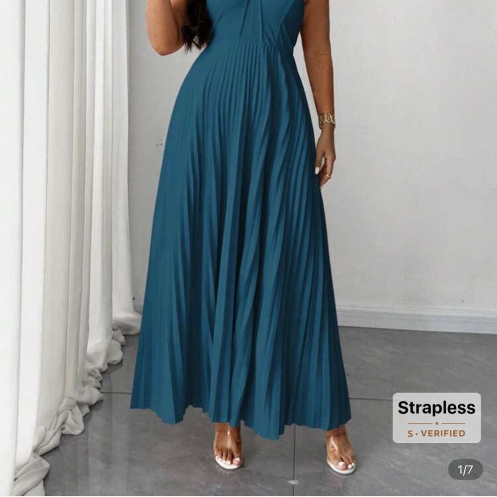 SHEIN Teal Strapless Maxi Dress